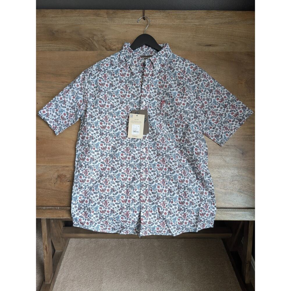 Ariat Western Shirt Mens M Multi Paisley Short Sleeve Collared Button Down NWT